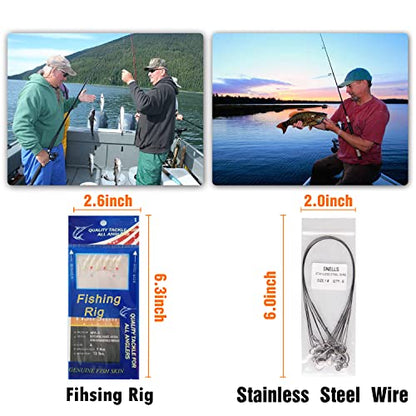 Saltwater Fishing Tackle Kit, Surf Fishing Gear Set Includes Saltwater Lures, Bait Rigs, Swivel, Hooks, Sinkers Weights, Wire Leaders Various Accessories