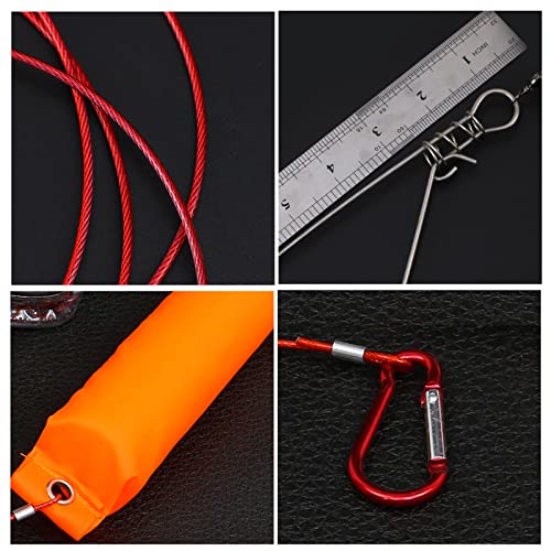 Fishing Stringer Live Fish Lock, Stainless Steel Fish Stringer Clip, Big Fish Wire Rope Cable with Float and Plastic Handle, Fishing Holder Kit with High Strength 10 Snaps/Buckles - size: 10m
