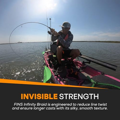FINS Infinity Braided Fishing Line – USA Made, Silky Smooth 8-End Jet Black Braid for Superior Casting Distance, Quiet Performance Through Guides, Stealthy Freshwater and Saltwater Presentations - size: 4000 Yards