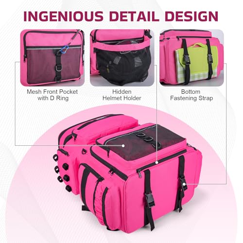 Goture Fishing Backpack with Cooler, 66L 600D Tackle Backpack with 3 Rod Holders, Helmet Holder, Rain Cover, Saltwater Large Fishing Bag for Camping Hiking, Gear Storage Bag, Gifts for Men - color: B1:pink(without Tackle Box)
