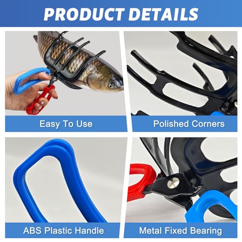 3 Claw Fish Gripper, 2026 Upgraded Metal Fishing Pliers Gripper, Multifuctional Fish Grippers for Fishing, Fish Grabber Tool for Most Freshwater Fish and Crab - size: 2pcs 3 claw