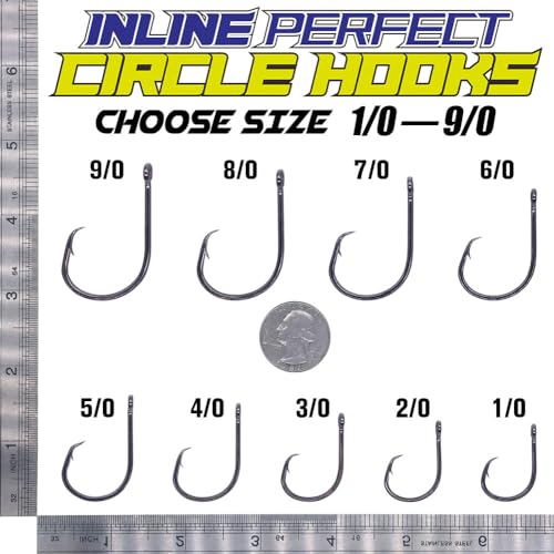 LURELINK-Inline-Circle-Hooks-Saltwater-for-Catfish-Bass-Octopus-Hooks-Fishing-Hook-Freshwater 50 Pack - color: Black, size: 6/0 50-Pack