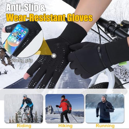 Winter Gloves for Men Women Waterproof Glove,Touchscreen Gloves Thermal Snow Gloves for Running Cycling - size: Large