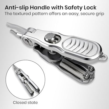 Pristis 4-in-1 Fishing Line Cutter, Fly Tying Scissors with O Ring Spliter, Nippers, Lure Eye Cleaner and Hook Sharpner Kit, Stainless Steel Braided Mono Fluoro Clippers, Pliers Tool Accessories