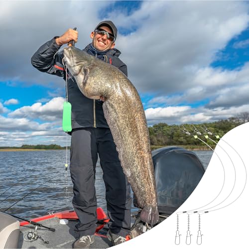 Threlaco 6 Pcs Trolling Bumper for Trolling Flashers Dodgers Fishing Leader Saltwater Leader Line Bottom Rigs Clear Nylon Surf Fishing Steel Tackle Rigs with Swivel Snaps Beads - size: 24 Inch