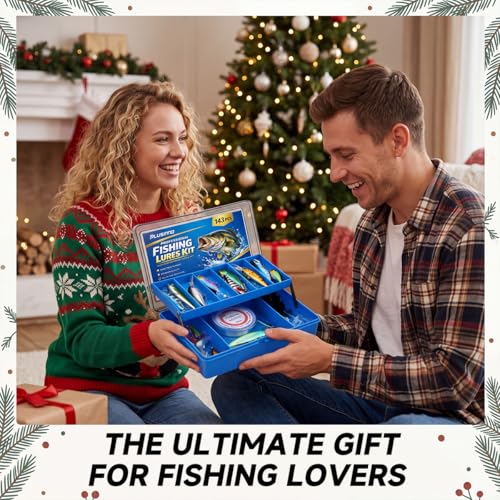 PLUSINNO Fishing Lures Kit Tackle Box, Premium Fishing Bait Set for Bass, Trout, Crappie, Walleye, Fishing Gear Accessories Kit for Freshwater & Saltwater, Fishing Gifts for Men