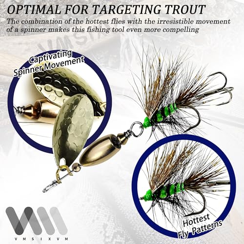 Trout Lures Rooster Bait Tail Fishing Spinnerbaits, Brass Hard Metal Spinner Baits Trout Fishing Lures for Bass Salmon Pike Freshwater Saltwater Lake River - color: A9-10pcs-1/16oz | 1/4oz