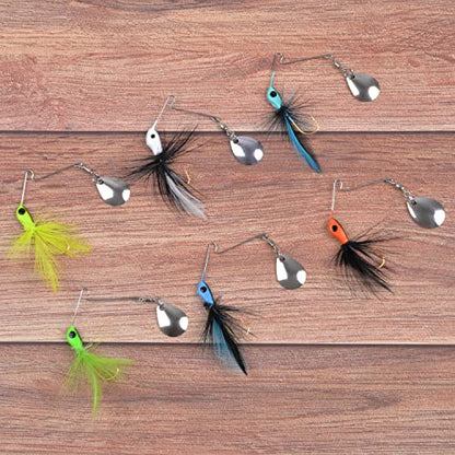 Spinnerbait Bass Fishing Lures Set,Mini Rooster Fishing Spinner Lure Multicolor Hard Metal Spinner Baits Jigs Lure for Bass Trout Pike Bluegill Freshwater Saltwater Fishing - color: 12pcs