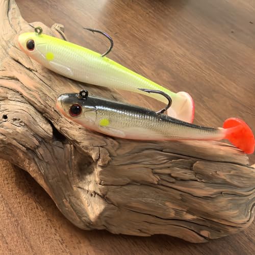 Kmucutie Pre-Rigged Soft Fishing Lures，All-Conditions Paddle Tail Swimbaits for bass and Walleye，Fishing Bait for Freshwater Saltwater - size: 2.7 INCH--0.23 OZ