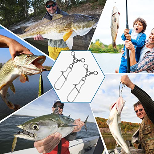 SILANON Fishing 3 Way Swivel Snaps Stainless Steel Cross Line Duo Lock Snap Swivels Saltwater Barrel Triple Swivels Fishing Tackle Connector for Catfish Trolling Surf Rig 26-83LB - size: 4#-35pcs