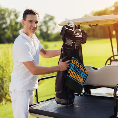 NIENIE Less Talk More Fishing Golf Towel 16 x 24 Inch Golf Towels for Golf Bags with Carabiner Clip Microfiber Sports Golf Towel Men Women Golf Accessories