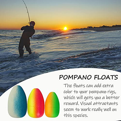 Dovesun 220/104/80/60/54/52/42pcs Pompano Rig Floats for Surf Fishing Foam Bobbers for Fishing Fly Fishing Bobbers Floats Bright Color Kit/Round/Cylindrical/Heart/Bullet/Pill/Spin Shape - color: Bullet-54pcs