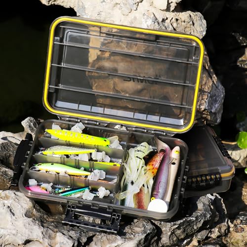 RUNCL Fishing Tackle Box, Waterproof Tray for Jigs Lures, Thicker Floating Tackle Utility Box with Adjustable Dividers, 3600/3700/Large 3700 Size - color: 3600+Deep 3700