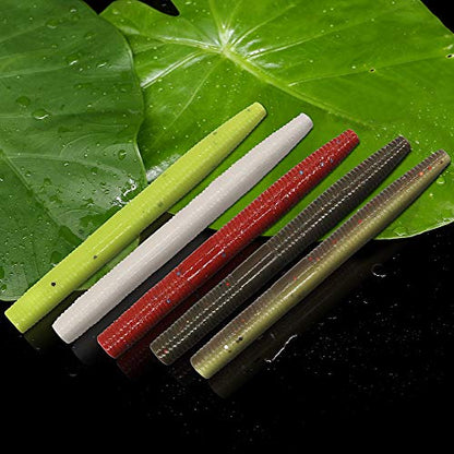 Wacky-Worms-Bass-Fishing-Lure-Kit-Wacky-Rig-Worms-Soft-Plastic-Stick-Baits3 4" 5" 6 inch - color: 3 inch 30 pcs