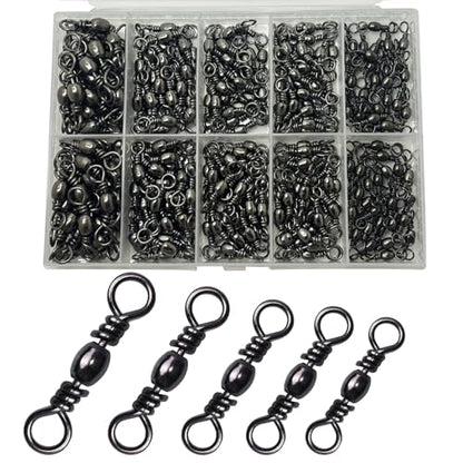Fishing Barrel Swivels, 250pcs Fishing Swivels for Salwater Freshwater, High Strength Fishing Tackle Leader Line Lure Connector