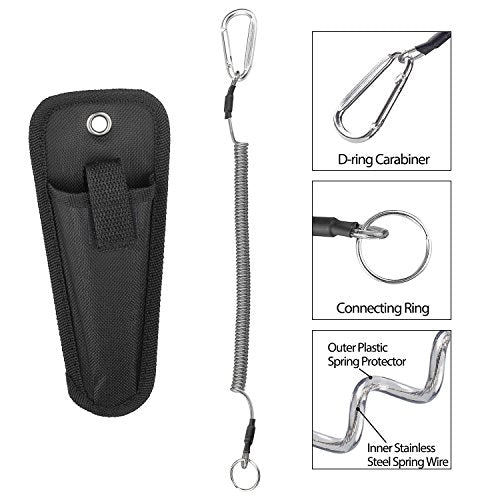 BASUNE Fishing Pliers and Fish Hook Remover with Line Cutter, Curved Nose Hook Remover Tackle Tool with Nylon Sheath and Fishing Gear Set (Blue)