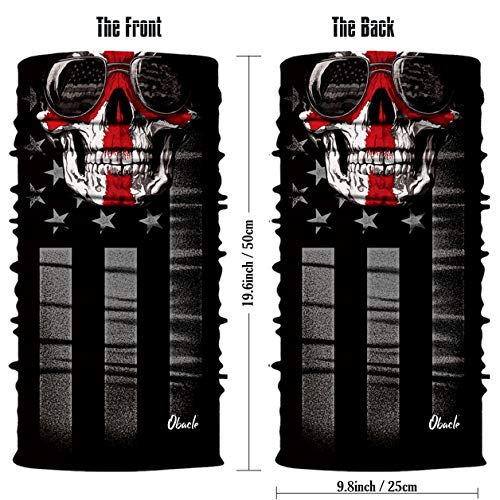 Obacle Bandana Face Mask Neck Gaiter Tube Mask Men Women for Sun Dust Protection - color: Skull White Face Red Cross