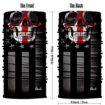 Obacle Bandana Face Mask Neck Gaiter Tube Mask Men Women for Sun Dust Protection - color: Skull White Face Red Cross