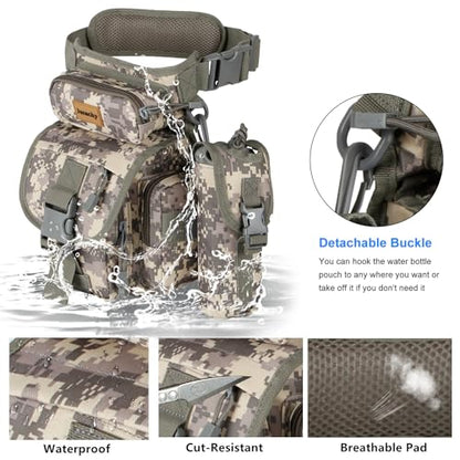Jueachy Drop Leg Bag for Men Tactical Metal Detecting Thigh Pack with Water Bottle Pouch - color: ACU