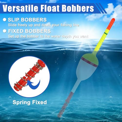 Wood Slip Bobbers Fishing Floats and Bobbers Spring Oval Stick Slip Floats for Crappie Catfish Trout Panfish Walleyes Bass Fishing 10/20pcs - color: 1.57in*0.91in*5.63in-10pcs