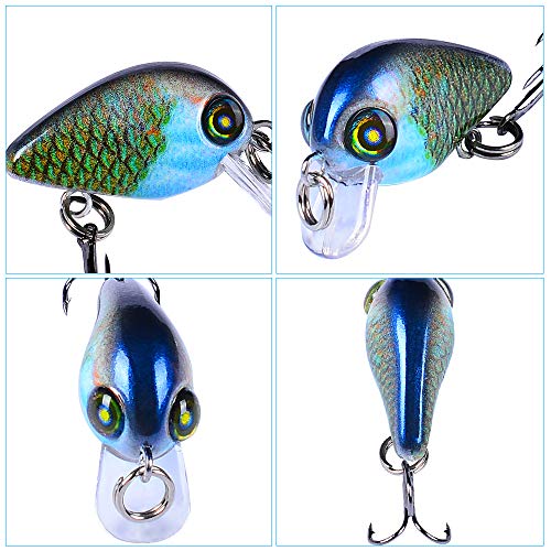 Mini Crankbait Fishing Lures Kits Swimbait Wobbler Hard Baits for Bass Trout Pike Freshwater and Saltwater 10pc-20pc/pack - color: 10pcs-2.85cm/0.069oz+BOX