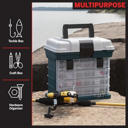 Portable Tool Box - Small Parts Organizer with Drawers and Customizable Compartments for Hardware, Fishing Tackle, Beads, or Crafts by Stalwart (Gray) - size: 10 inches (L) x 7 inches (W) x 10.5 inches (H)