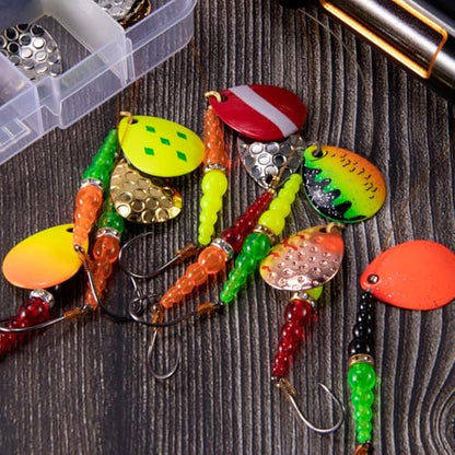 Alwonder 164 Pieces Lure Making Kit for Walleye Kokanee Trolling Fishing Rigs, Lure Making Supplies Inline Spinners Rigs Parts Crawler Harness Trout Bass Salmon Colorado Blades Stacked Fishing Beads