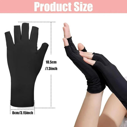 Utaly Women Sunblock Fingerless Gloves Non-Slip UV Protection Driving Riding Summer Outdoor Gloves for Women Girls - color: Black
