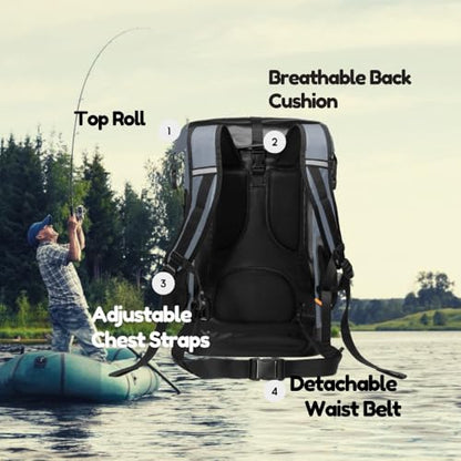 Waterproof Roll Top Kayak Dry Backpack, Floating Outdoor Dry Sack Boating Sailing Canoeing Rafting Fishing Camping 35L Grey - color: Grey, size: 35L
