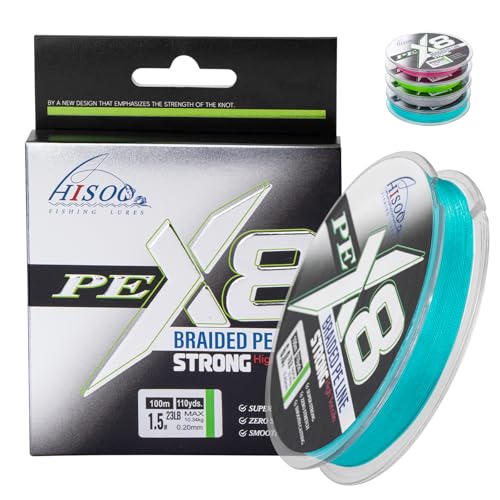 X8 Braided PE Fishing Line - Zero Stretch High Sensitivity 8 Carrier Line, Super Strong Abrasion Resistant for Smooth Casting, Saltwater Freshwater Lure Fishing, 110 Yards - color: Blue, size: 50LB