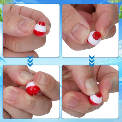 Coopay Fishing Bobbers 30Pcs-50Pcs/Lot Hard ABS Fishing Floats Set Snap on Float Red/White Bobbers Push Button Round Buoy Tackle Accessories - style: 0.5inch-50pcs