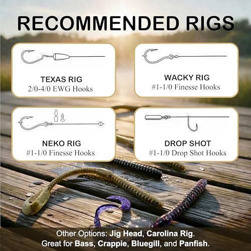 5.5" Pulse Slim Worm Soft Lure for Bass Fishing, Slim Profile Salt Infused Responsive Curl Tail with Ribbed Body & Reinforced Hook Section, 12 Pack - color: Black Blue