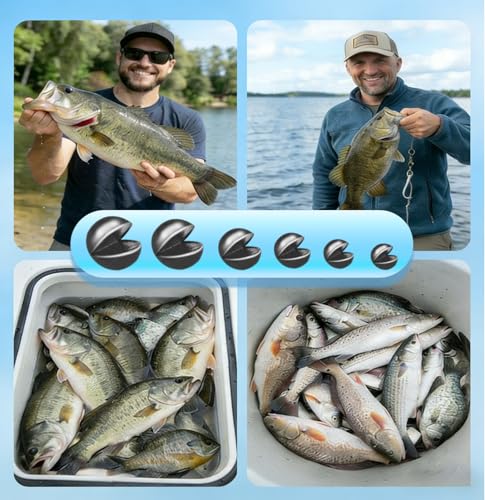 200/350 Pcs Premium Split Shot Fishing Weights Sinkers, Removable Leakproof Fly Fishing Split Shot for Freshwater & Saltwater， Bass Trout Circular Accessories - 5/6 Sizes - size: 350/6 Size Round