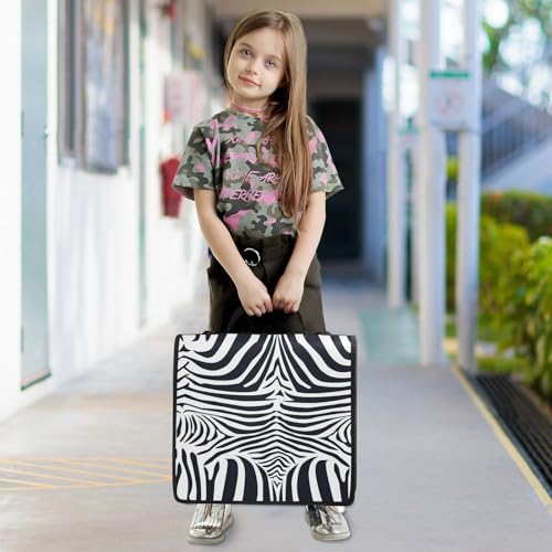 Classic Zebra Stripes Zipper Binder Bag 3 Ring with Shoulder Strap Zippered Binder Fits 13 Inch Laptop File Folder Document Organizer for College Office Supplies - color: Classic Zebra Stripes