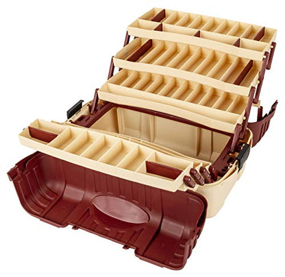 Flambeau Outdoors 2059 Hip Roof 7-Tray Fishing Tackle Box - Large Portable All-Weather Fishing Lure Organizer, 61 Compartments, Beige/Terracota Brown