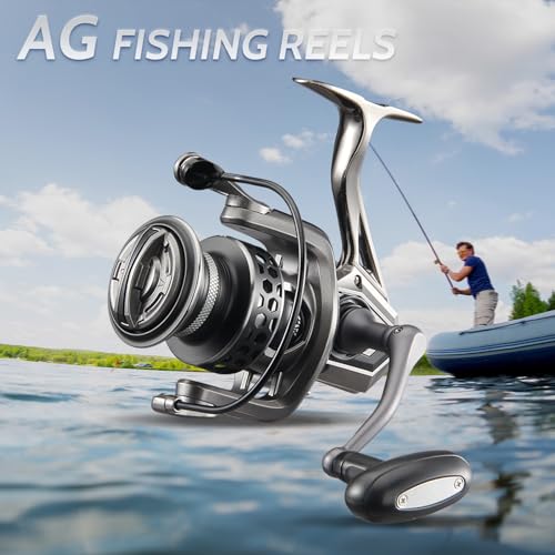 AG Spinning Reel, Freshwater and Saltwater Spinning Fishing Reels, 5+1BB, 22LBs Max Drag, 5.2 Gear Ratios, CNC Aluminum Spool & Handle - size: 2500