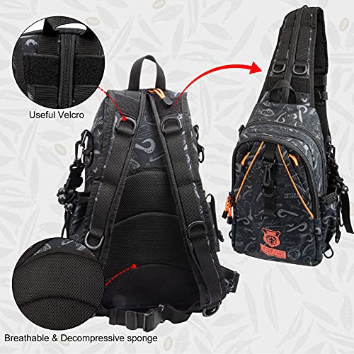 KINGDOM Fishing Tackle Storage Bag With Fishing lure Box, Water-Resistant Fishing Backpack with Rod Holder, Fishing Gear Bag - color: Black