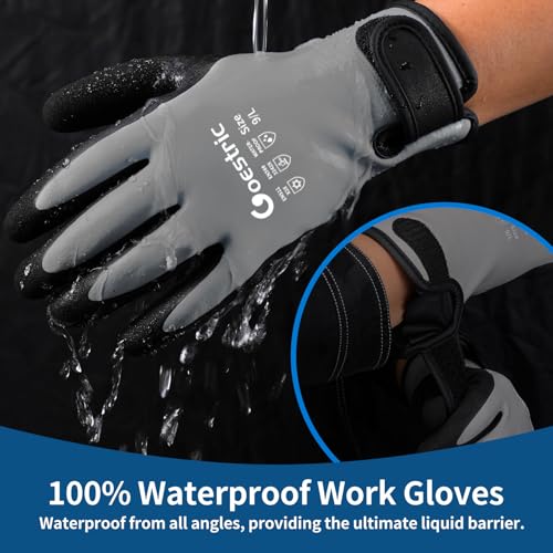 Waterproof Winter Work Gloves for Men Women, Freezer Gloves with Grip (Grey/L/1-Pair)