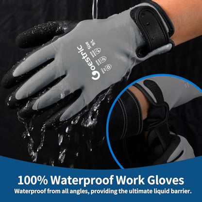 Waterproof Winter Work Gloves for Men Women, Freezer Gloves with Grip (Grey/L/1-Pair)