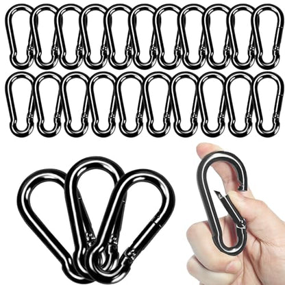 Carabiner Clips Black Twours Spring Snap Hooks Small Carabiners Heavy Duty Galvanized Steel Quick Links for Rust-Resistant Keychain Clips Outdoor Hiking Camping Hammock Fishing 1.56" 1.97" 2.36" 3.15" - size: 3.15inch(M8)--24pcs