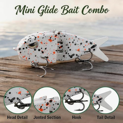 3-Pack Glide Bait with Tackle Bag, Premium Glide Bait Baits Set for Bass and Saltwater Fishing, Realistic Action, Design for Outdoor Anglers