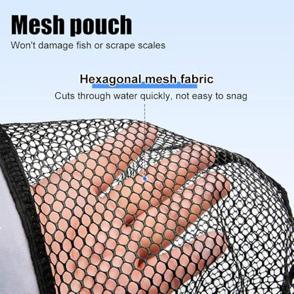 Fishing Landing Net, Foldable Fishing Lure Mesh Net with Handle for Steelhead, Salmon, Fly, Kayak, Catfish, Bass, Trout - color: S