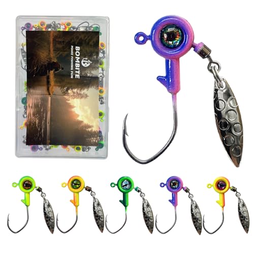 Crappie Jigs with Spinner - 1/32 oz, 1/16 oz, 1/8 oz Underspin Jig Heads for Crappie, Panfish, Bass - 40pcs - color: 1/16oz