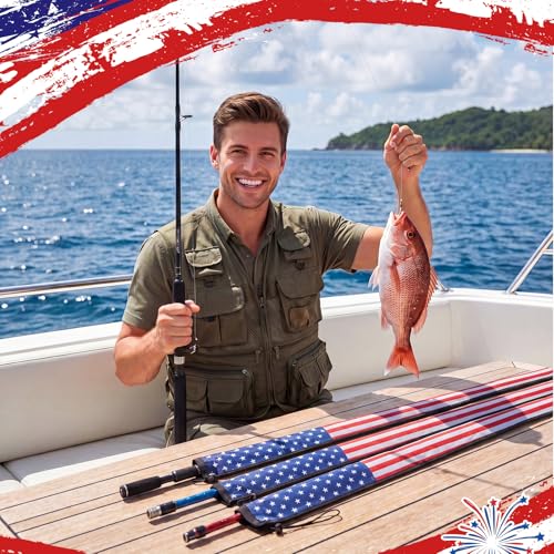 Outus 6 Pack Neoprene Fishing Rod Sleeves, 65 Inch Tangle-Free Covers, Protective Sock for Spinning Casting Rods, Travel Storage