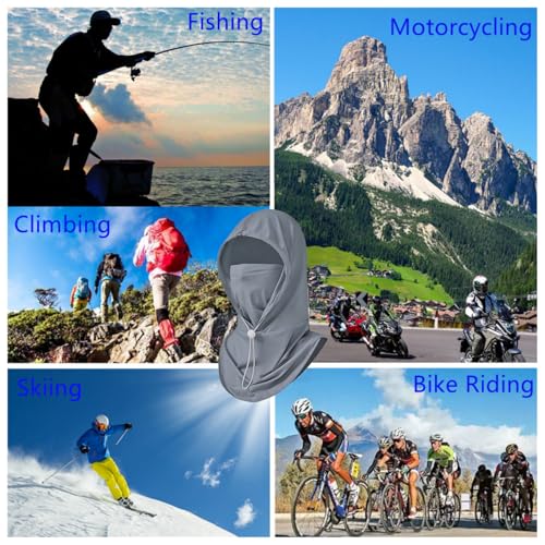 Cooling Balaclava Face Mask Sun UV Protection Hood Full Head Mask Face Cover with Breathable Holes for Cycling Fishing - color: Dark Gray