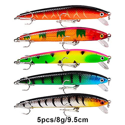 Bass Fishing Lures Kit Set Topwater Hard Baits Minnow Crankbait Pencil VIB Swimbait for Bass Pike Fit Saltwater and Freshwater - color: 011-59pcs