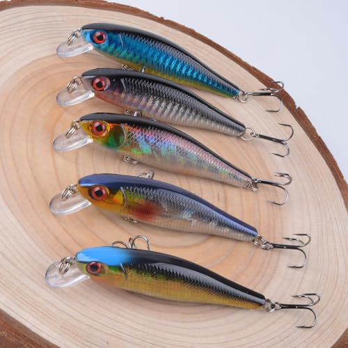 1pc Japan Hot Model Sinking Minnow Fishing Lures 3.35inch 9.2G Jerkbait with 3D Eyes & Sharp Treble Hooks, Lifelike Skin Artificial Bait for Saltwater & Freshwater