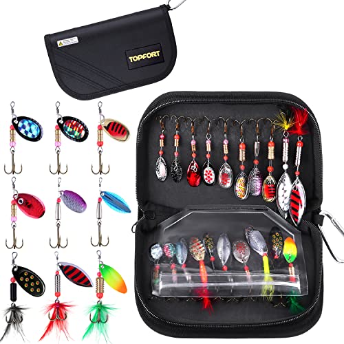 TOPFORT 187/343pcs Fishing Accessories Kit, Organized Fishing Tackle Box with Tackle Included, Fishing Hooks, Fishing Weights Sinkers, Fishing Gear and Equipment, Fishing Gift for Men - color: 20Pcs Fishing Trout Lures