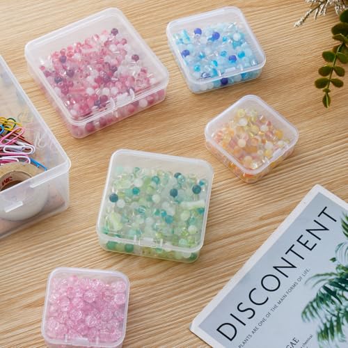 Goodma 96 Pieces Square Empty Mini Clear Plastic Storage Box, Mixed Sizes | Hinged Lids, For Small Items, Craft Projects - size: Mixed Sizes