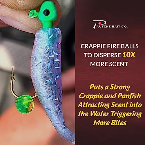 PAUTZKE'S Crappie Fire Balls - Striking Color & Prolonged Scent Release, Infused with Genuine Salmon Egg Juice - color: Chartreuse